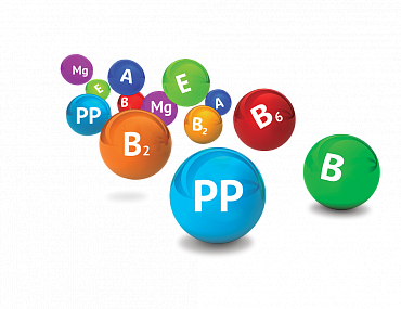 Витамины А, Е, В2, В6, РР, L-цистин, селен, марганец